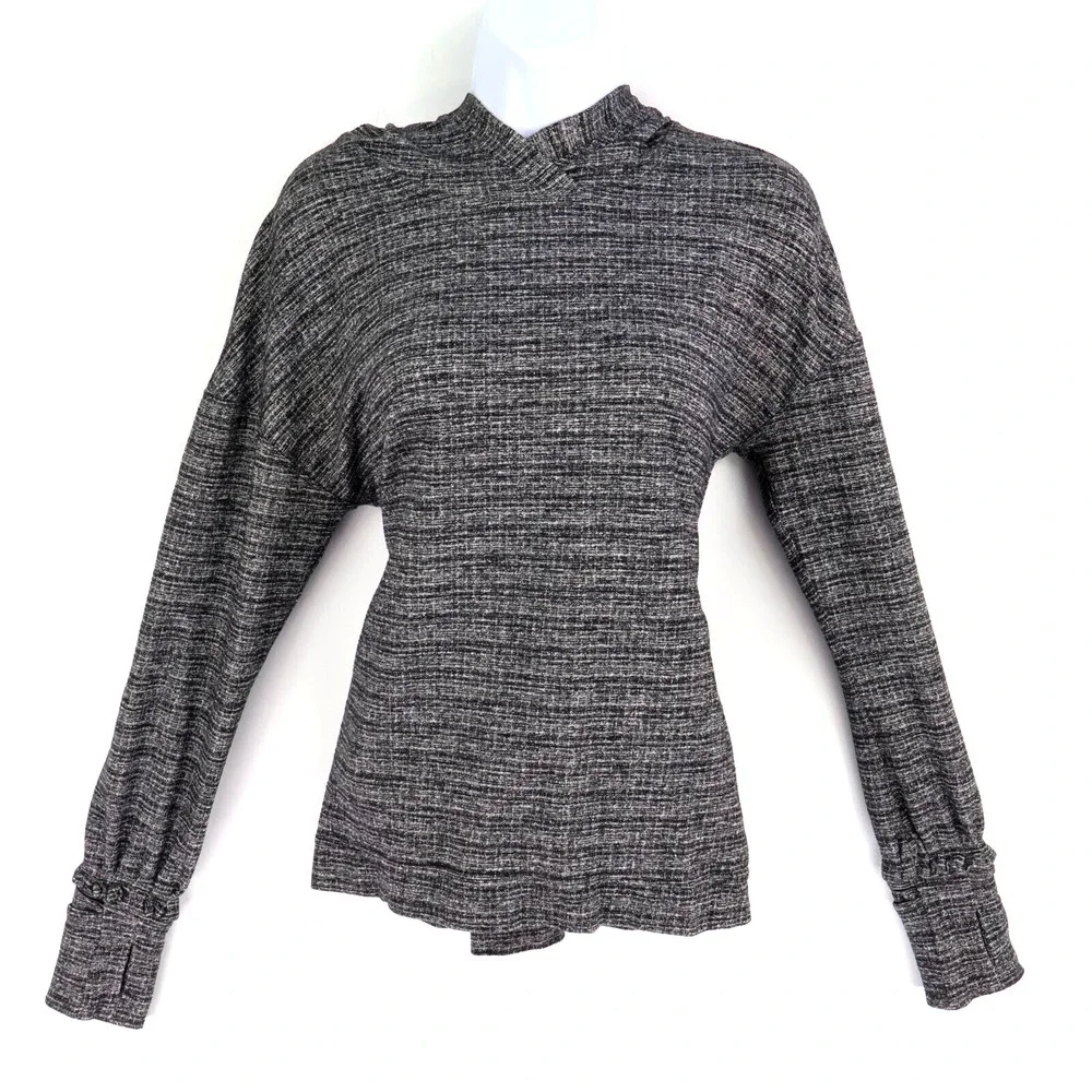 Lululemon Activewear Hooded Pullover Jacket Womens 6 Gray‎ Heathered Thumbholes